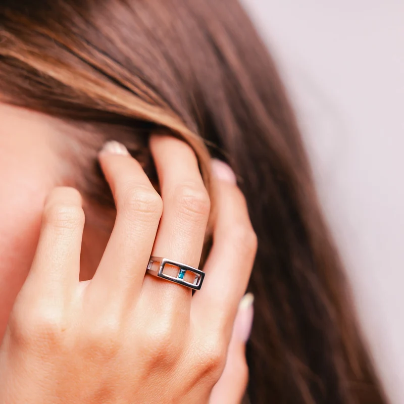 Center of Attention in Silver & Sapphire