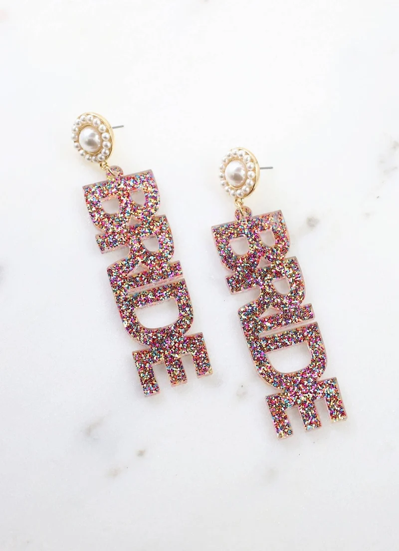 Glitter Acrylic Bride Earring MULTI