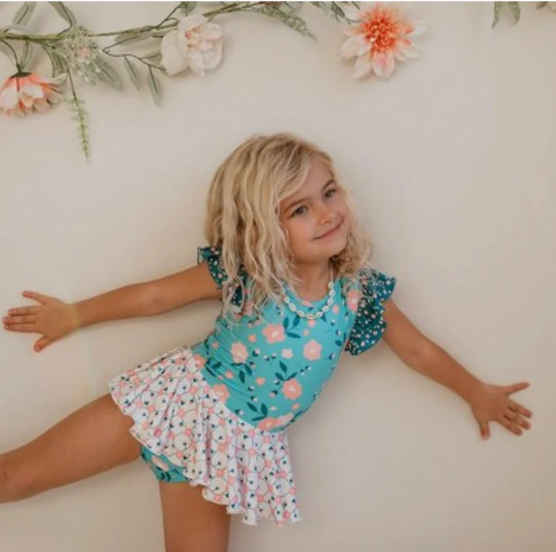 Teal Floral Leotard