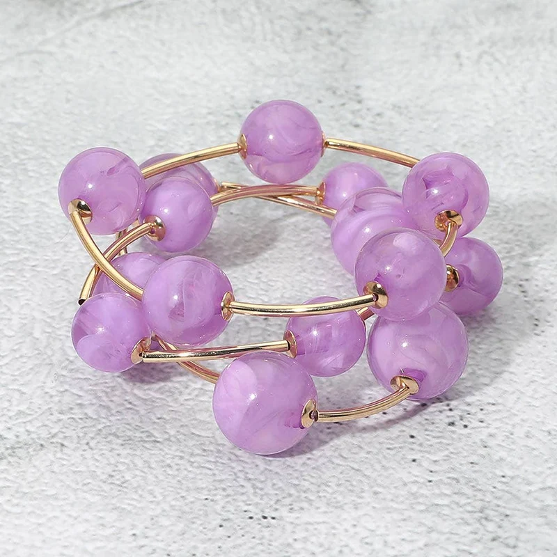 3PCS - Metal Ball Station Stretch Bracelets