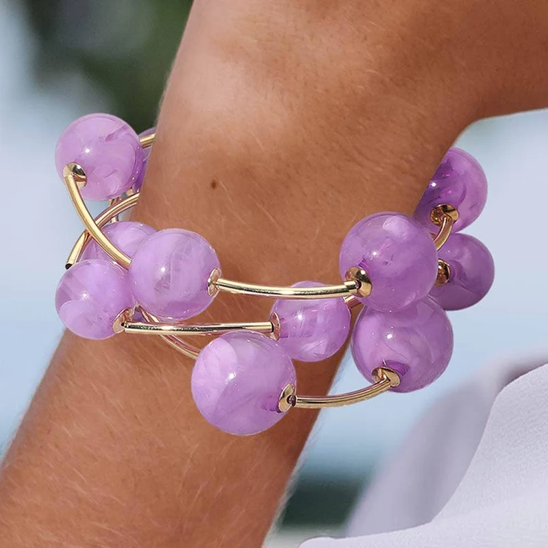 3PCS - Metal Ball Station Stretch Bracelets