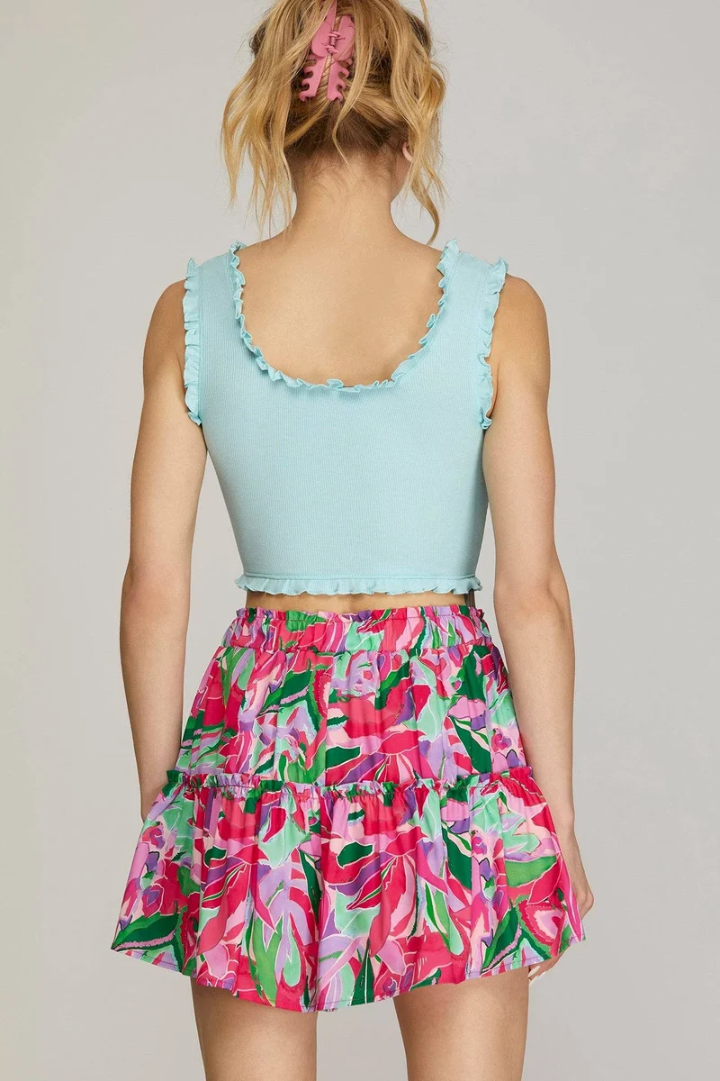 WOVEN FLORAL PRINT SHORTS
