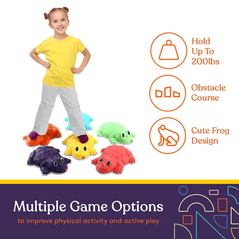 Frog Stepping Stones – Deluxe 6-Piece Set with Bonus Game