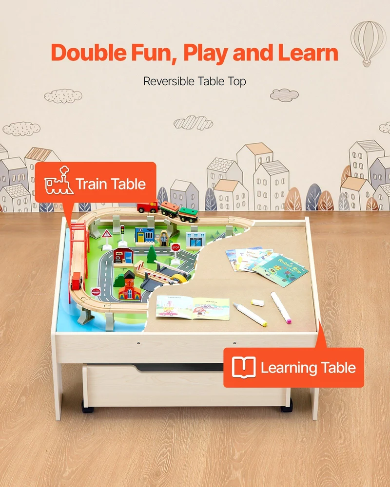 Wooden Train Table Set