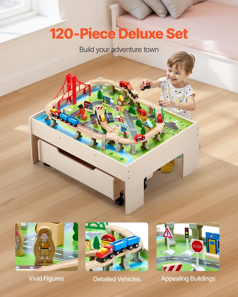 Wooden Train Table Set