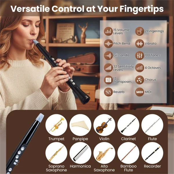 Portable Wireless MIDI Electronic Saxophone