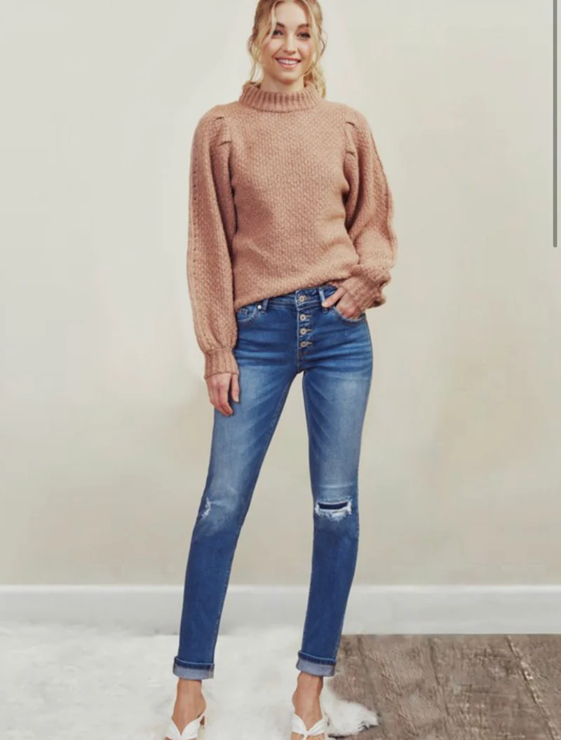 Missy Button Fly Straight Denim 010