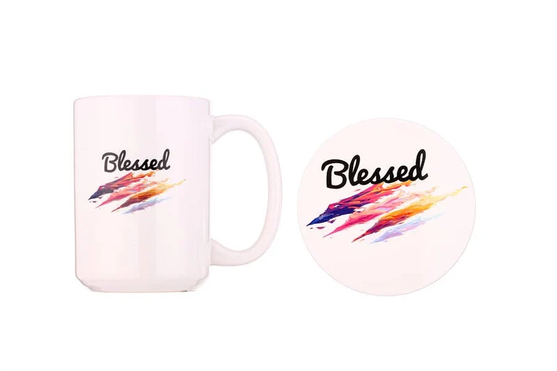 Blessed Themed Coffee Mug and Coaster Set