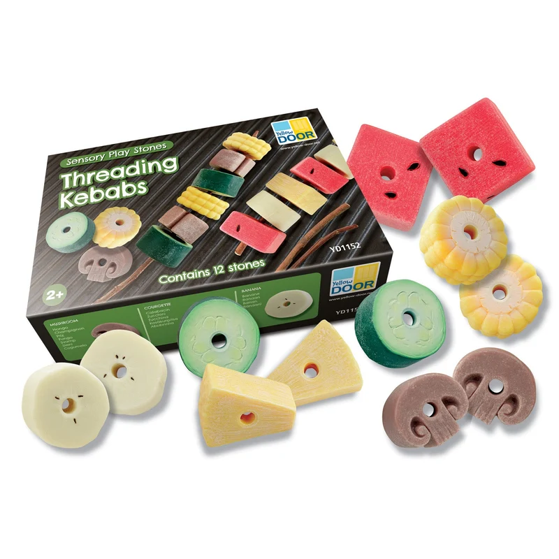 Sensory Play Stones Threading Kebabs