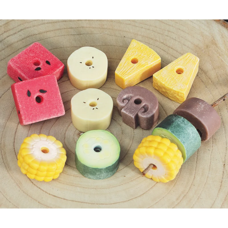 Sensory Play Stones Threading Kebabs
