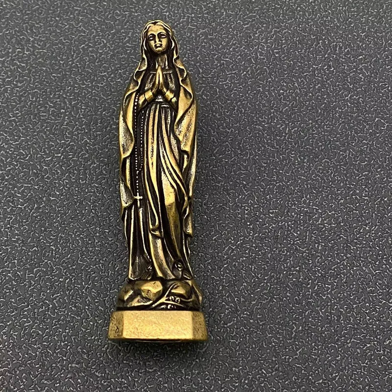 Small Brass Virgin Mary Statue Desktop Ornaments Decoration