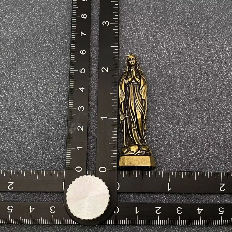 Small Brass Virgin Mary Statue Desktop Ornaments Decoration