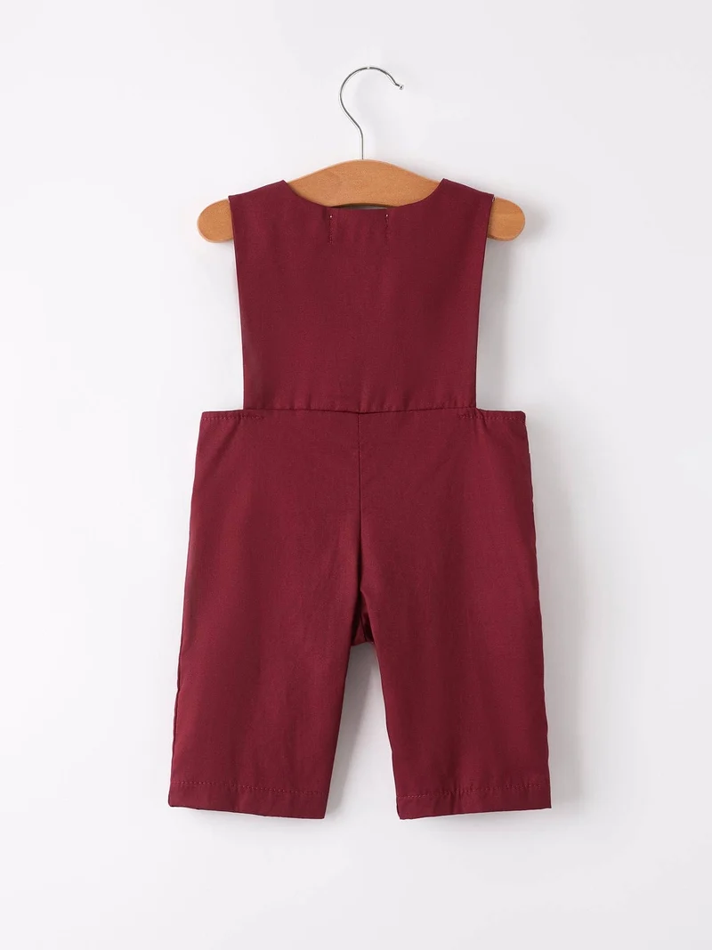 Dark Red Smocked Bishop Boys' Romper