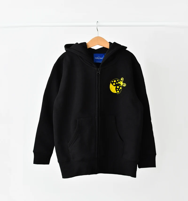 Kids Yellow Ladybugs Zip Up Branded Hoodie