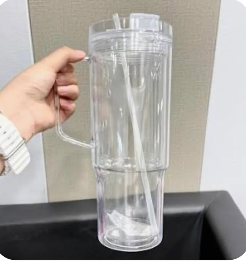 40 oz snow globe tumbler w/handle