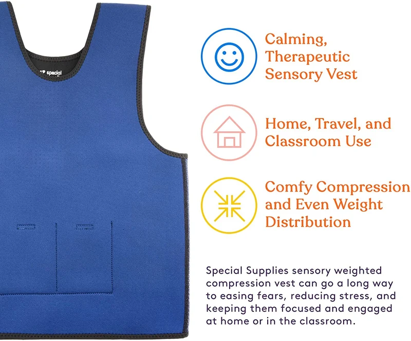 WEIGHTED - Sensory Compression Vest for Kids with Processing Disorders ADHD and Autism Calming and Supportive with Adjustable Weight Fit