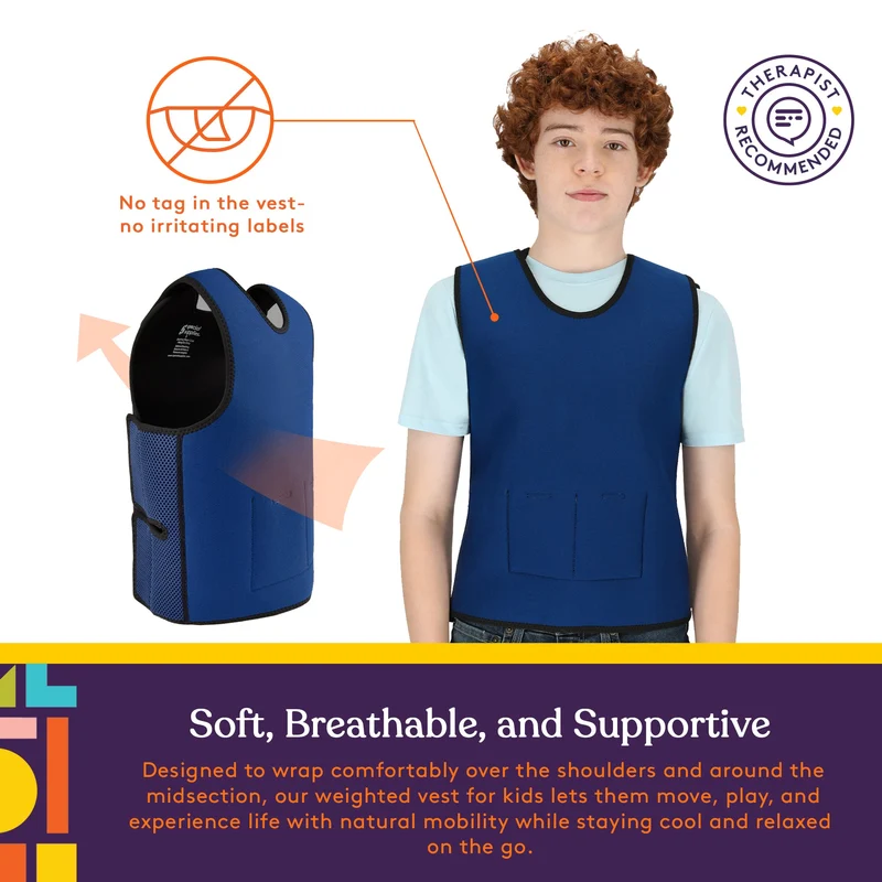 WEIGHTED - Sensory Compression Vest for Kids with Processing Disorders ADHD and Autism Calming and Supportive with Adjustable Weight Fit