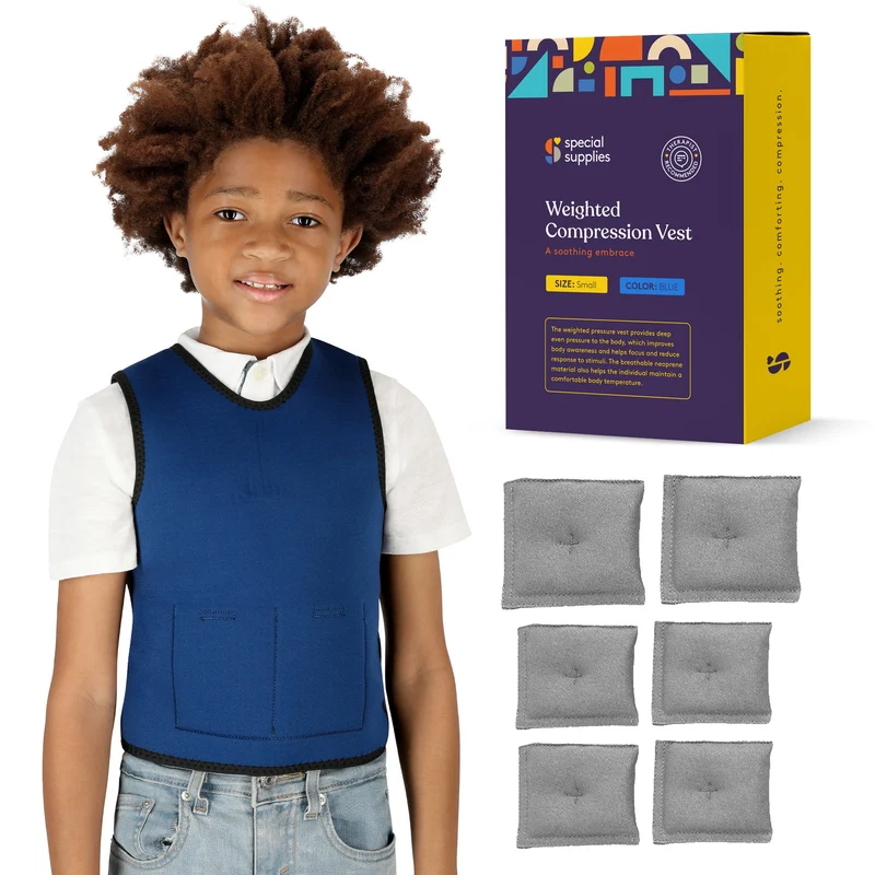 WEIGHTED - Sensory Compression Vest for Kids with Processing Disorders ADHD and Autism Calming and Supportive with Adjustable Weight Fit