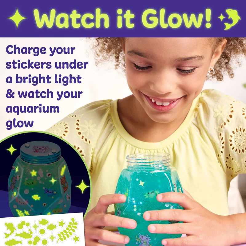 Make an Axolotl Glowing Aquarium Craft for Kids