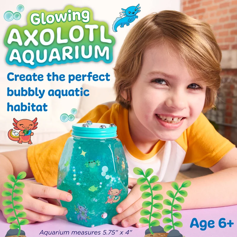 Make an Axolotl Glowing Aquarium Craft for Kids