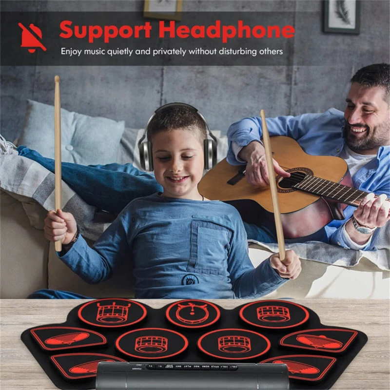 9-Pad Electric Drum Set for Beginners