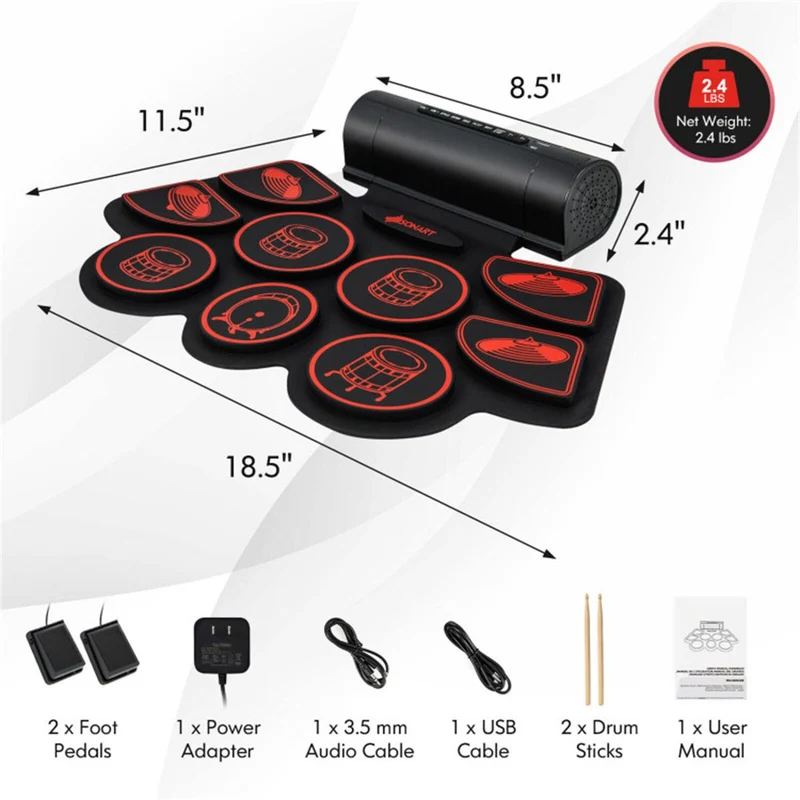 9-Pad Electric Drum Set for Beginners