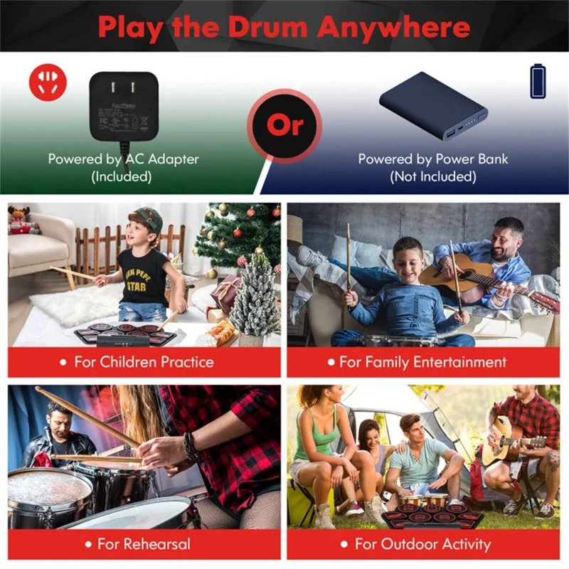 9-Pad Electric Drum Set for Beginners