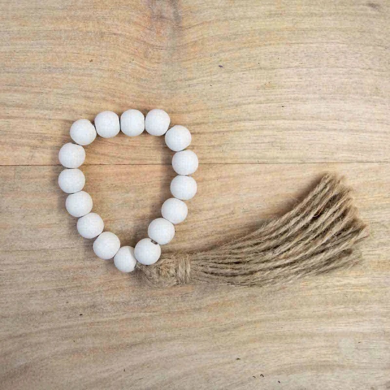 Farmhouse Beaded Napkin Ring White/Natural 4.75"