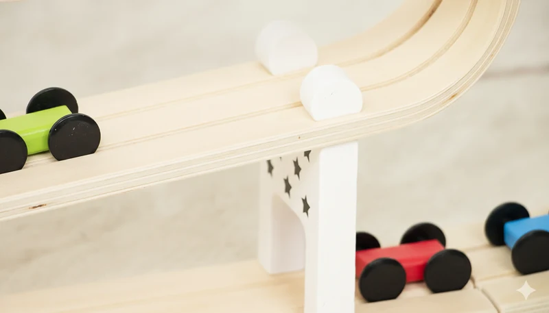Wooden Car Ramp Racer | Montessori Rolling Track Toy