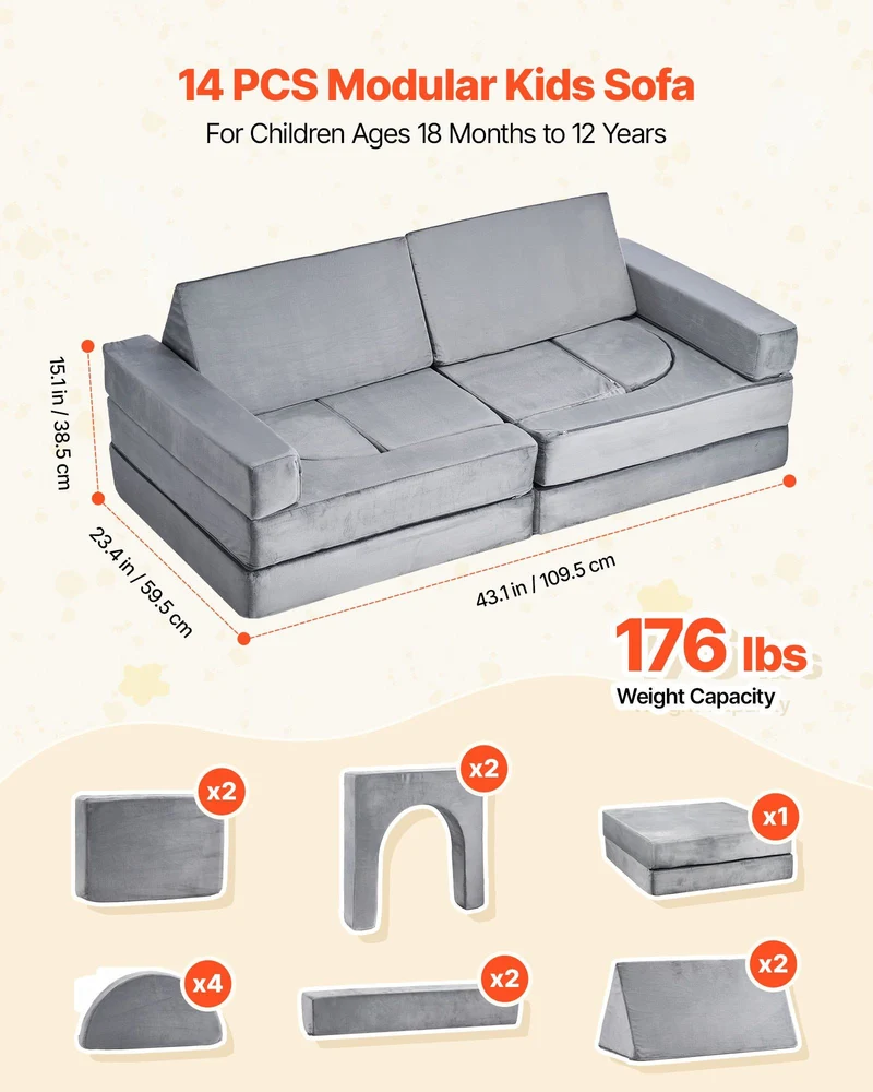 14pc Soft Gray Play Station