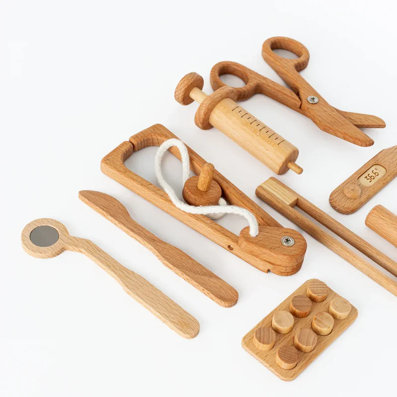 Wooden Doctor Pretend Play Set – Montessori Medical Tools for Kids