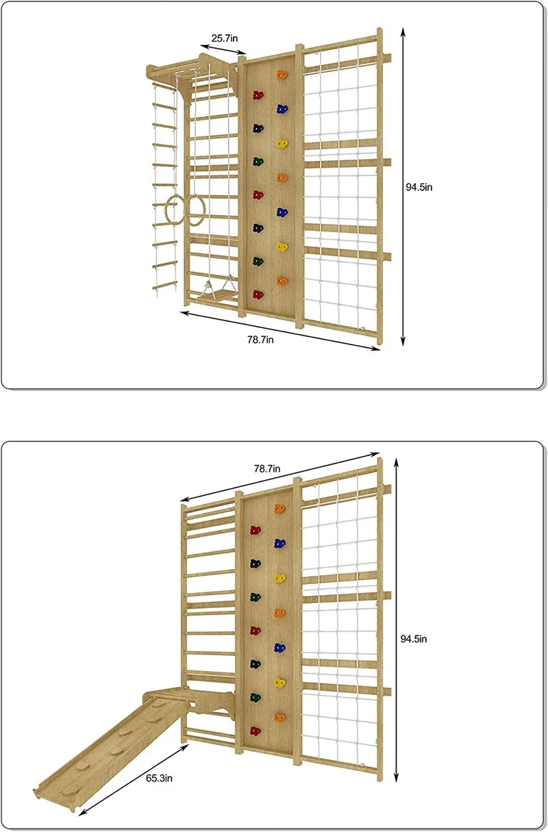 Walnut 9-in-1 Swedish Ladder Wall Gym | Indoor Wooden Climber & Activity Set for Kids