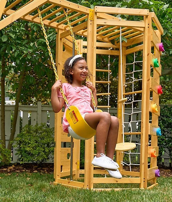 Avenlur Hawthorn XL Wooden Outdoor Playset – Slide, Swing, Climbing Wall & Monkey Bars | Backyard Playground Set for Kids