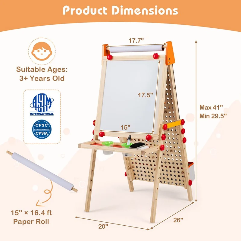 4-in-1 Wooden Kids Art Easel