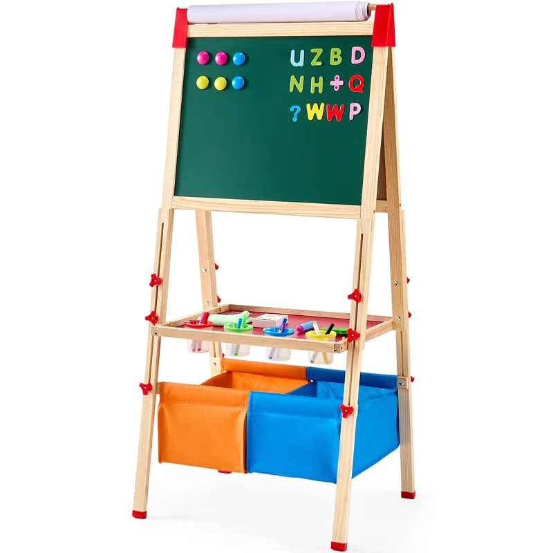 3-in-1 Wooden Double-Sided Kid's Art Easel + Accessories