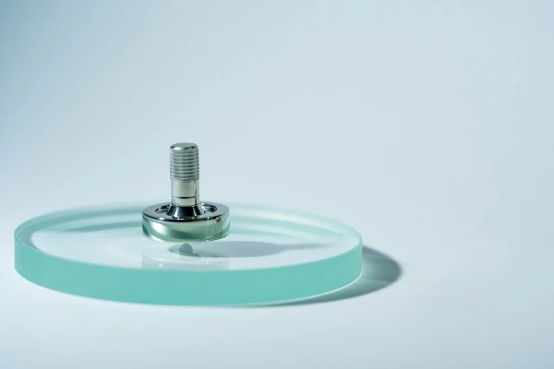 Stainless Starter Set: Stainless Steel Spinning Top + 100mm Glass Lens Base