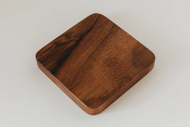 Spinning Base - Black Walnut Wood with Glass Concave Lens