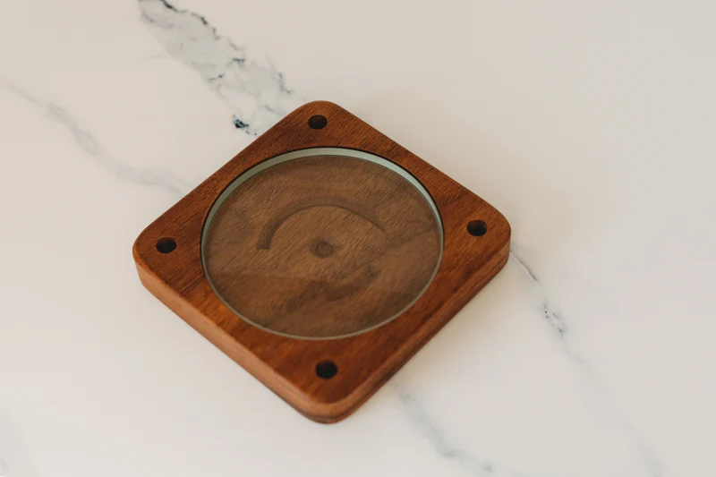 Spinning Base - Black Walnut Wood with Glass Concave Lens