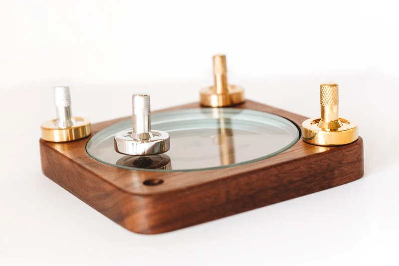 Spinning Base - Black Walnut Wood with Glass Concave Lens