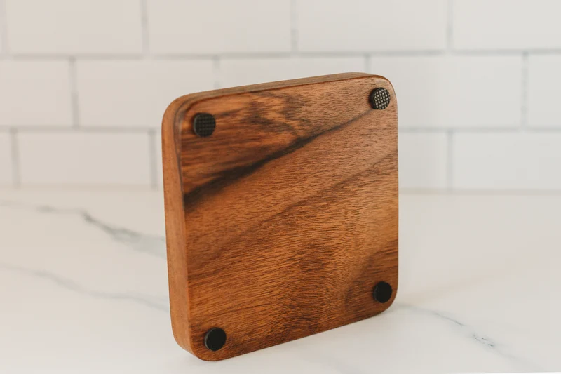 Spinning Base - Black Walnut Wood with Glass Concave Lens