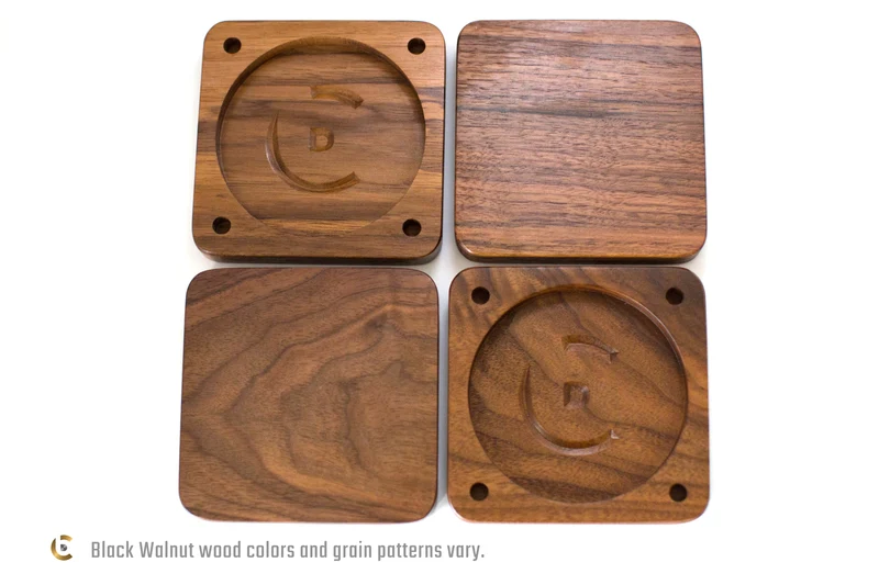 Spinning Base - Black Walnut Wood with Glass Concave Lens