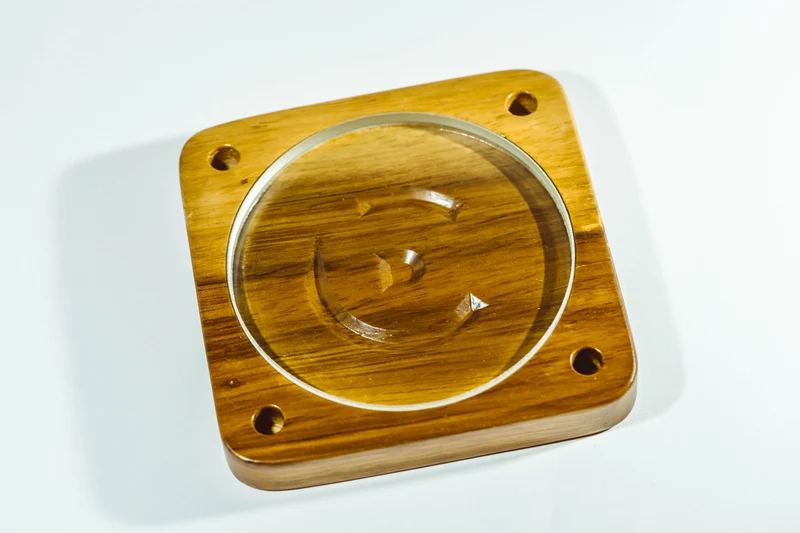 Spinning Base - Teak Wood with Glass Concave Lens