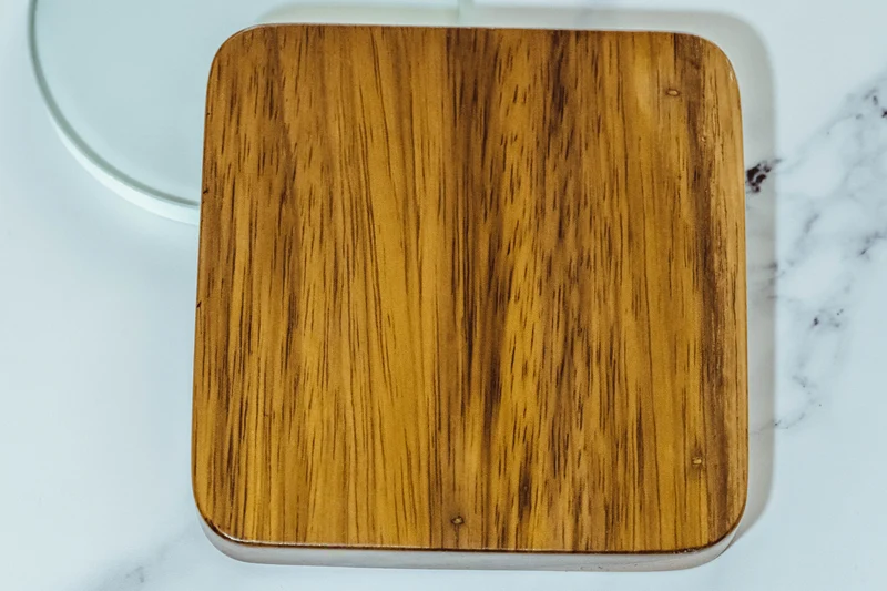 Spinning Base - Teak Wood with Glass Concave Lens