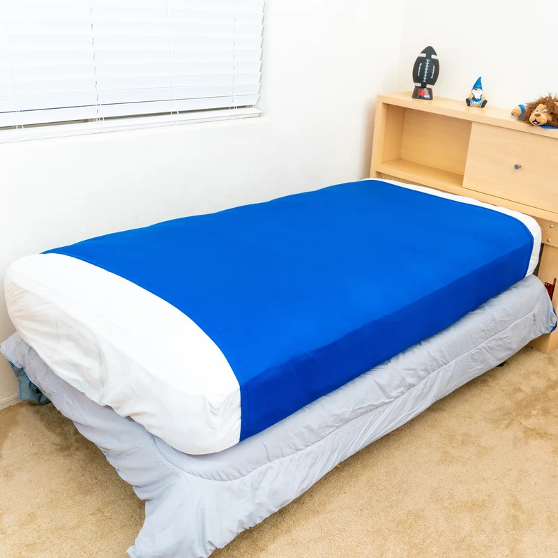 Sensory Bed Sheet for Kids Compression Alternative to Weighted Blankets - Blue