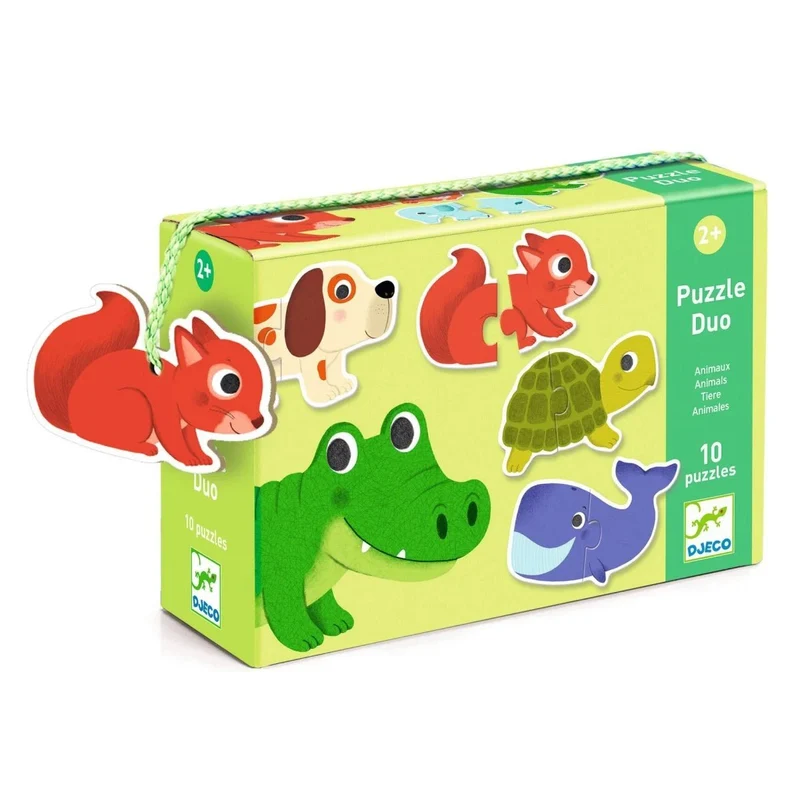 Djeco Puzzle Duo Tiere – Lernpuzzle mit 10 Tiermotiven