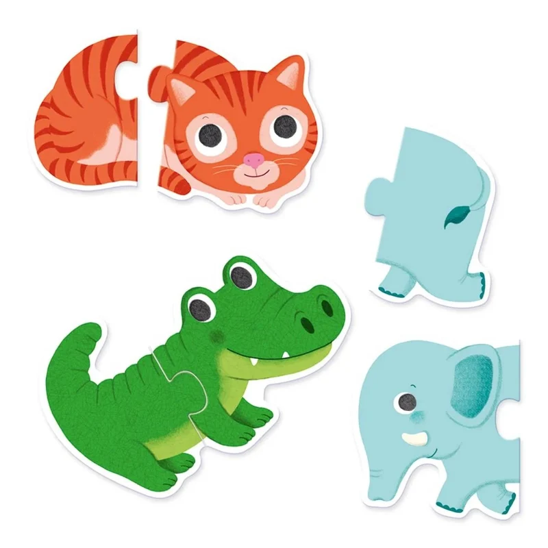 Djeco Puzzle Duo Tiere – Lernpuzzle mit 10 Tiermotiven