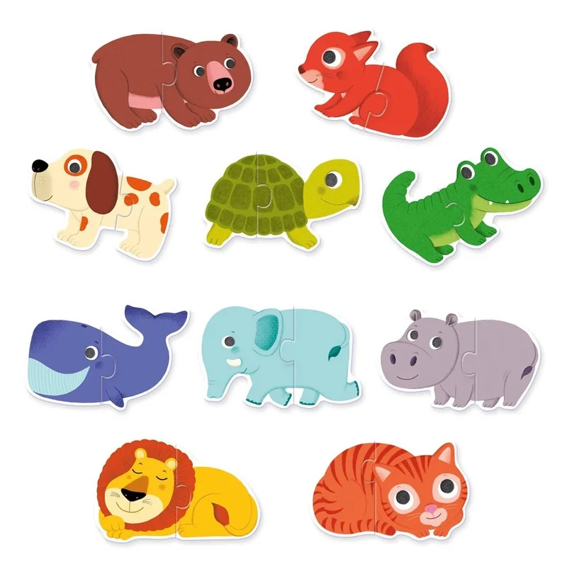 Djeco Puzzle Duo Tiere – Lernpuzzle mit 10 Tiermotiven