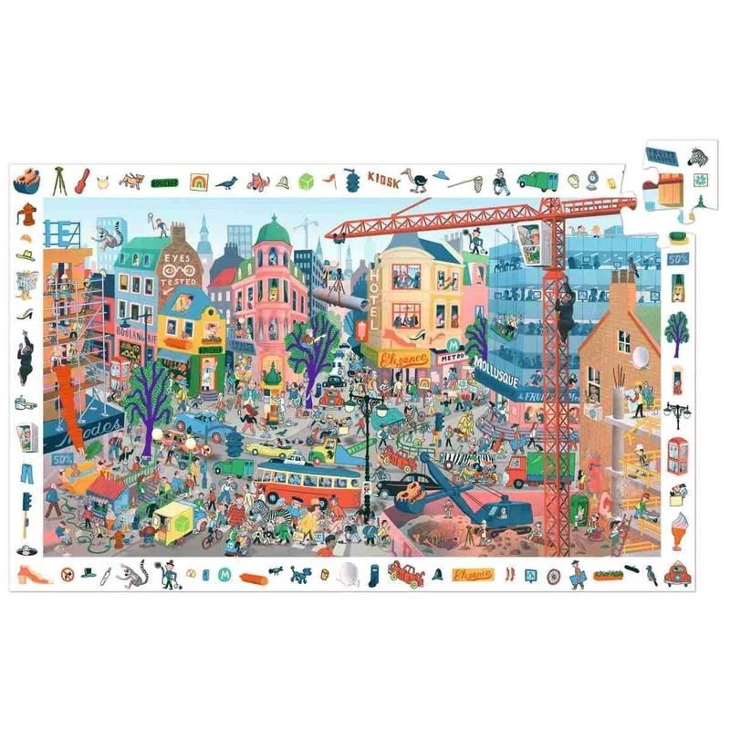 Djeco Wimmelpuzzle Stadt – 200-teiliges Such- & Lernpuzzle
