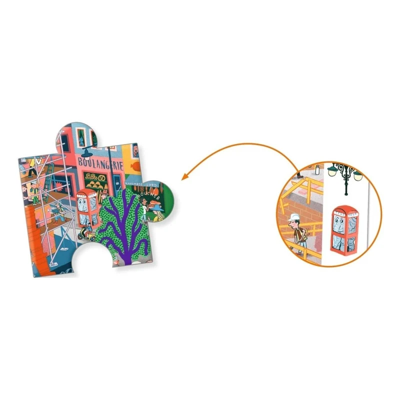 Djeco Wimmelpuzzle Stadt – 200-teiliges Such- & Lernpuzzle