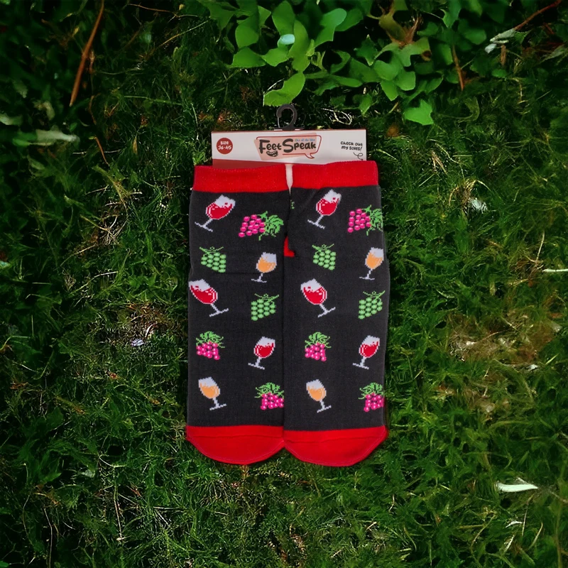 Socken Wein Geschenk Wein Strumpf mit ABS Sohle in 36-45 im Paar